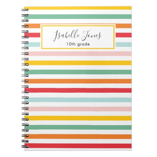 Carnet école personnalisée avec bande arc-en-ciel (Devant)