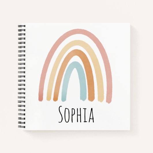 Carnet École pour enfants Boho et Pink Rainbow (Devant)