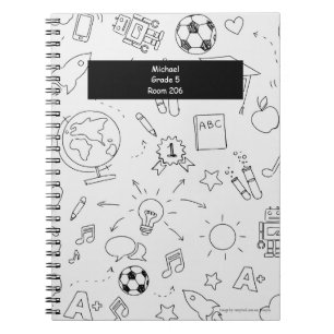 Carnet École primaire personnalisée blanc et noir