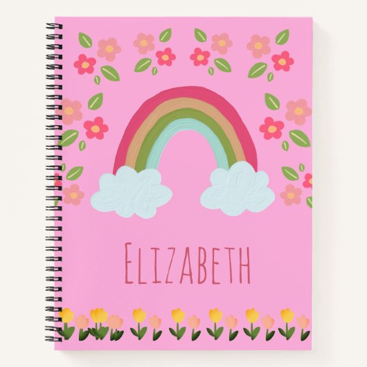 Carnet École rose fille arc-en-ciel mignonne pour enfants (Devant)