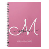 Carnet Écran blanc Chic Hot Rose moderne Monogramme (Devant)