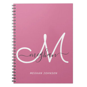 Carnet Écran blanc Chic Hot Rose moderne Monogramme