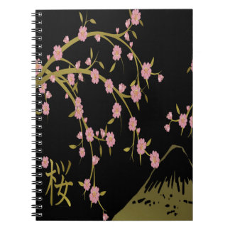 Carnet Écran Japonais Rose Sakura Or Noir