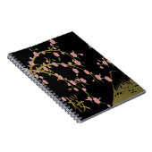 Carnet Écran noir rose Sakura or noir (Côté Droit)