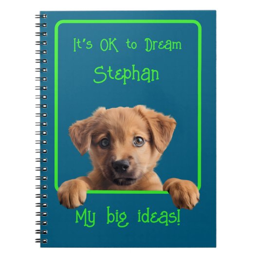 Carnet Écris ou Dessine Mon Grand Idées Chiot (Devant)
