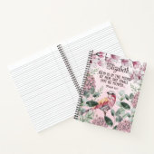 Carnet Écriture chrétienne Aquarelle Oiseau Fleurs Nom (Intérieur)
