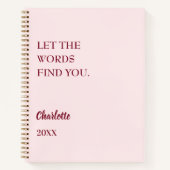 Carnet Écriture de citation inspirante rose gênée (Devant)