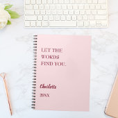 Carnet Écriture de citation inspirante rose gênée