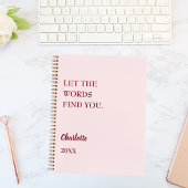 Carnet Écriture de citation inspirante rose gênée