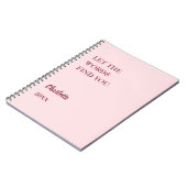 Carnet Écriture de citation inspirante rose gênée (Côté gauche)