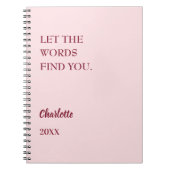 Carnet Écriture de citation inspirante rose gênée (Devant)