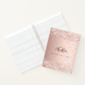 Carnet Écriture de monogramme rose parties scintillant or (Intérieur)
