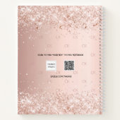 Carnet Écriture de monogramme rose parties scintillant or (Dos)