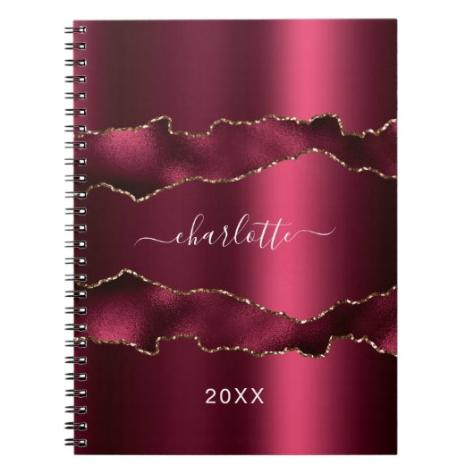 Carnet Écriture de nom d'agate de marbre d'or de Bourgogn (Devant)