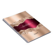 Carnet Écriture de nom de marbre or bordeaux (Côté Droit)