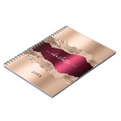 Carnet Écriture de nom de marbre or bordeaux (Côté gauche)