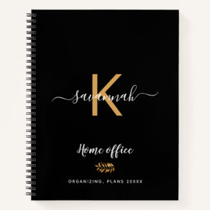 Carnet Écriture de nom en or noir monogramme