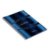 Carnet Écriture de nom marbre d'agate bleu marine (Côté Droit)