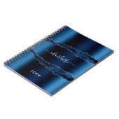 Carnet Écriture de nom marbre d'agate bleu marine (Côté gauche)