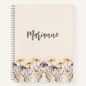 Carnet Écriture de nom personnalisé fleur sauvage beige j (Devant)