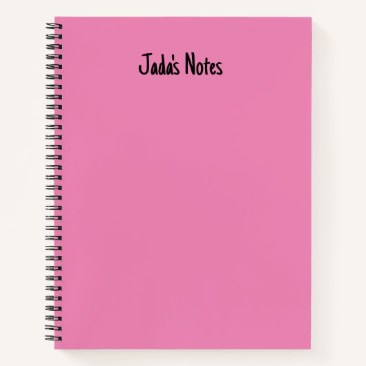 Carnet Écriture de nom personnel rose simple (Devant)