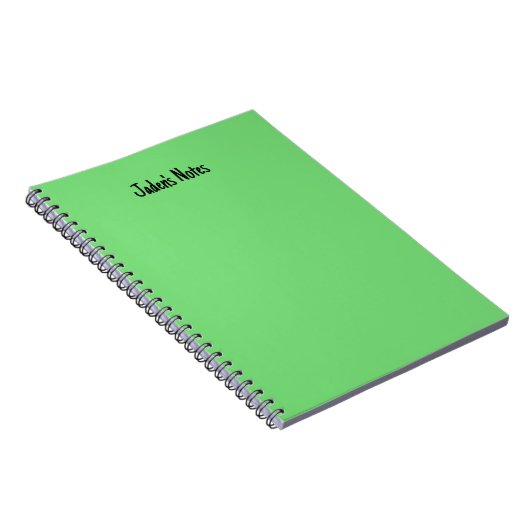 Carnet Écriture de nom personnel vert clair simple (Côté Droit)