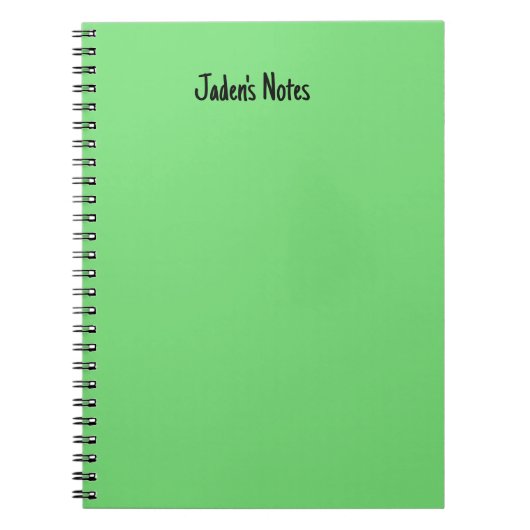 Carnet Écriture de nom personnel vert clair simple (Devant)