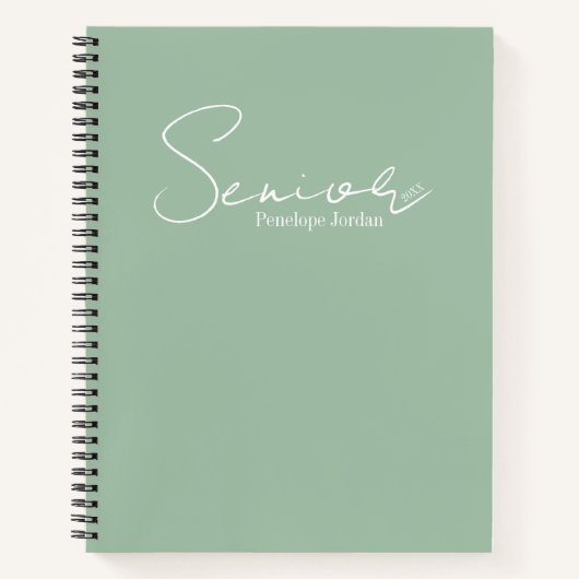 Carnet Écriture Élégante Typographie Vert Doux Année Sêni (Devant)
