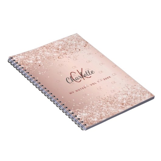 Carnet Écriture en monogramme de parties scintillant en o (Côté Droit)