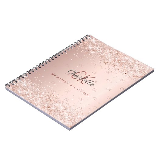 Carnet Écriture en monogramme de parties scintillant en o (Côté gauche)