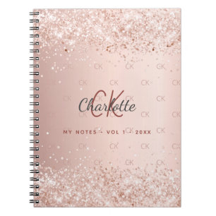 Carnet Écriture en monogramme de parties scintillant en o