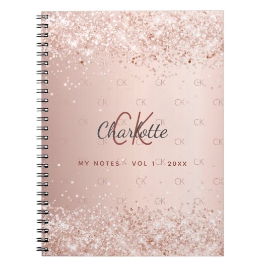 Carnet Écriture en monogramme de parties scintillant en o (Devant)