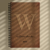Carnet Écriture en or monogramme rustique nom en cuir mar