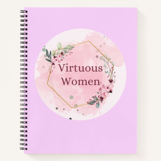 Carnet Écriture féminine vertueuse avec fleurs d'aquarell (Devant)