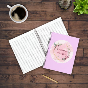 Carnet Écriture féminine vertueuse avec fleurs d'aquarell