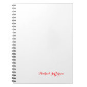 Carnet Écriture Manuscrite Élégante Simple Rouge Blanc (Devant)