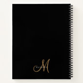 Carnet Écriture monogramme élégante noire et or (Dos)