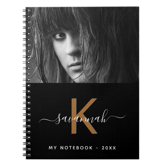 Carnet Écriture monographique en or blanc noir (Devant)