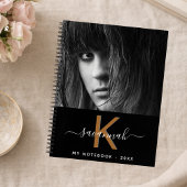 Carnet Écriture monographique en or blanc noir