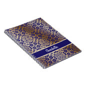 Carnet Écriture motif orientale en or bleu monogramme (Côté Droit)