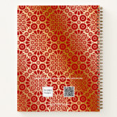 Carnet Écriture motif orientale en or rouge monogramme (Dos)
