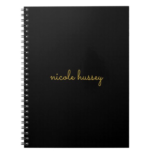 Carnet Écriture noire et or | Monogramme moderne élégant (Devant)