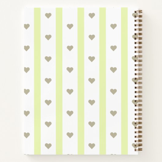 Carnet Écriture personnalisée Joli coeur girly Vert (Dos)