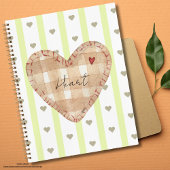Carnet Écriture personnalisée Joli coeur girly Vert