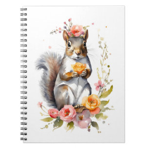Carnet Écureuil adorable aux fleurs de printemps