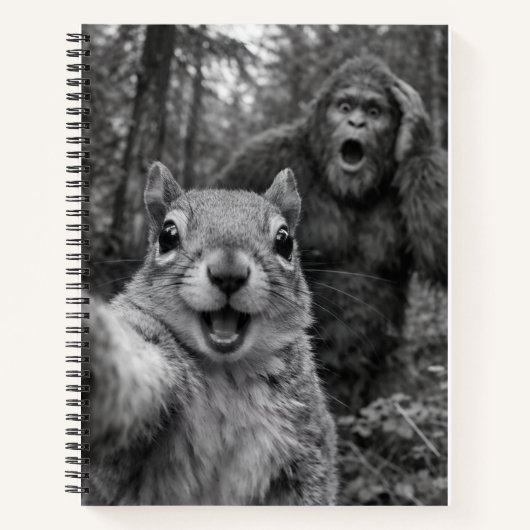 Carnet Écureuil Bigfoot Selfie Surpris (Devant)