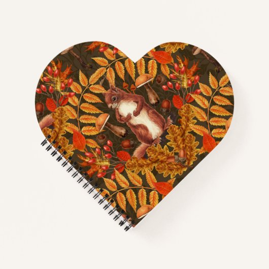 Carnet Écureuil d'automne sur brun foncé (Devant)