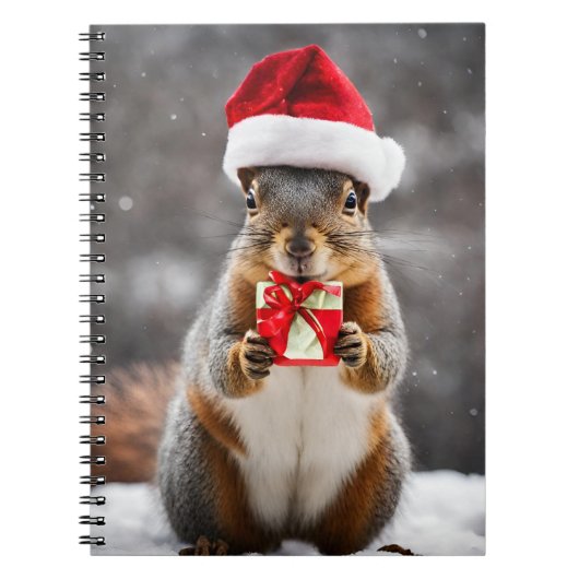 Carnet Écureuil renard de Noël avec un chapeau de Père No (Devant)