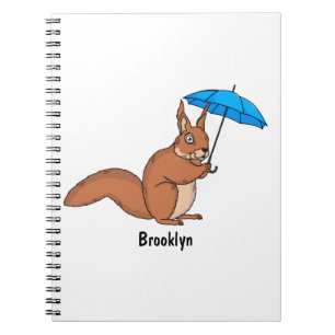 Carnet Écureuil rouge mignon avec dessin animé parapluie