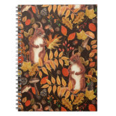 Carnet Écureuils automnaux et flore sur brun foncé (Devant)